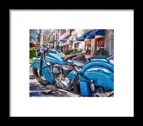 Motorcycle Framed Print featuring the photograph Classic Blue Indian Chief by Steve Benefiel