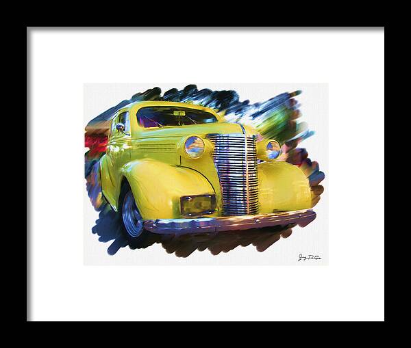  Classic Cars Paintings Framed Print featuring the photograph Classic yellow car by Gary De Capua