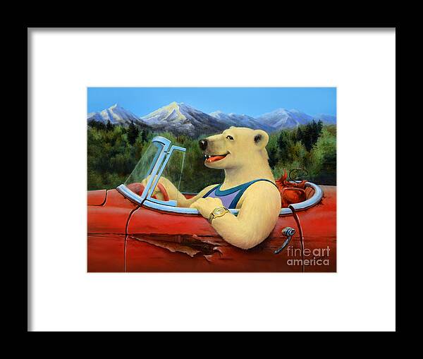 Red Framed Print featuring the painting Claudes Classy Ride by Charles Fennen