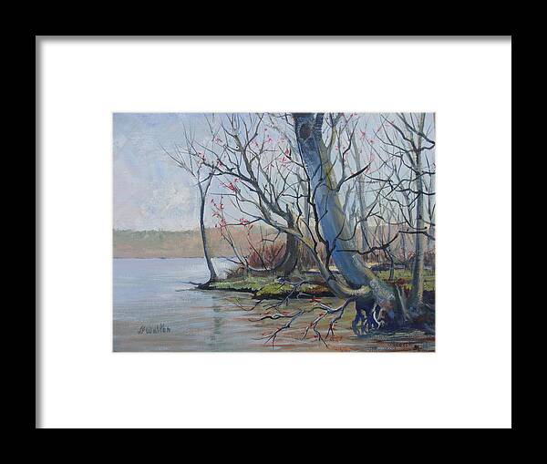 Lake Framed Print featuring the painting Clearfork Spring by Judy Fischer Walton
