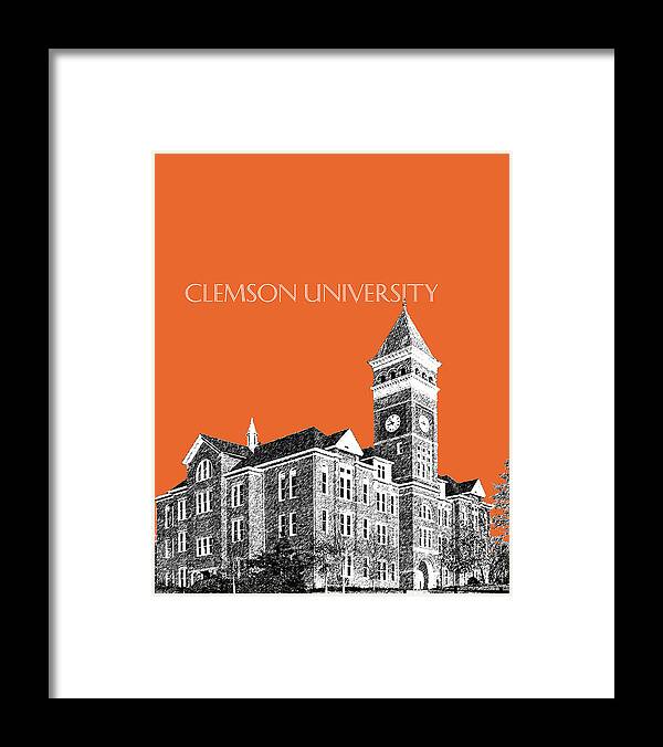 University Framed Print featuring the digital art Clemson University - Coral by DB Artist
