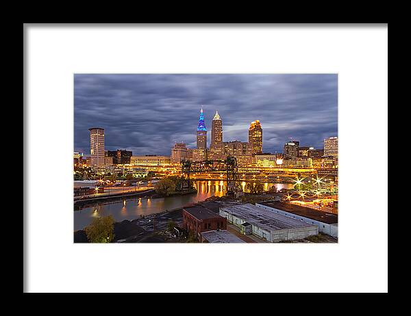 Cleveland Framed Print featuring the photograph Cleveland at Dusk by Jared Perry 