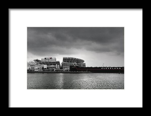 Cleveland Framed Print featuring the photograph Cleveland Browns Stadium From The Inner Harbor by Kenneth Krolikowski