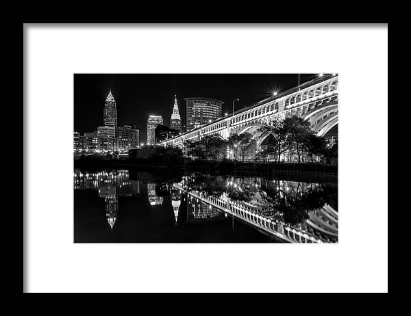 Cleveland Framed Print featuring the photograph Cleveland in Black and White by Jared Perry 