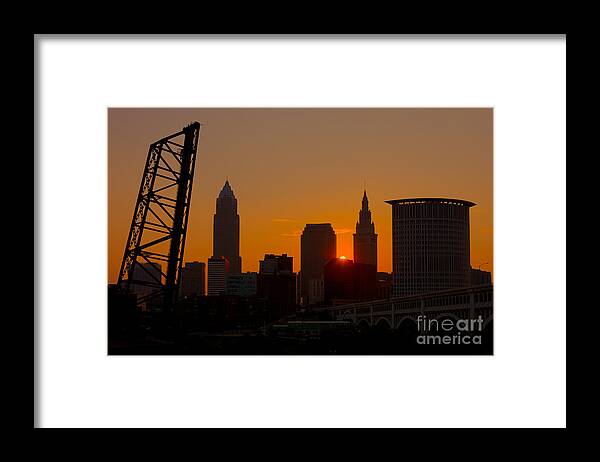 Clarence Holmes Framed Print featuring the photograph Cleveland Skyline at Sunrise I by Clarence Holmes