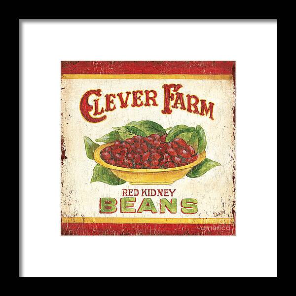 Kitchen Framed Print featuring the painting Clever Farms Beans by Debbie DeWitt