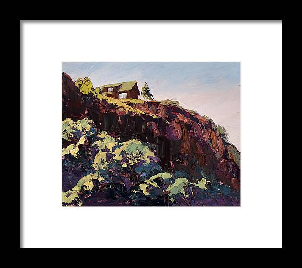 Plein Air Framed Print featuring the painting Cliff Hanger by Mary Giacomini