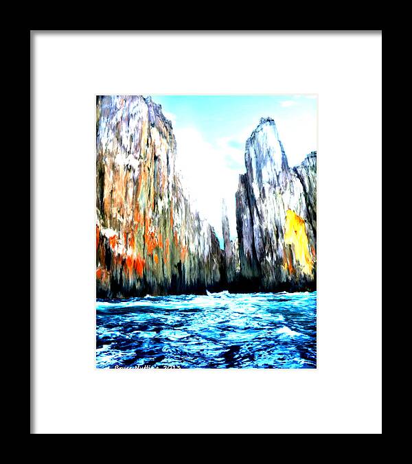 Ocean Framed Print featuring the painting Cliffs by the Sea by Bruce Nutting