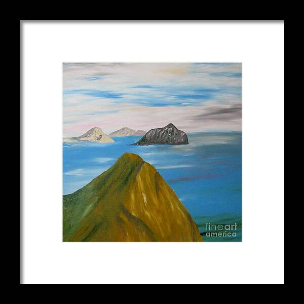 Painting Framed Print featuring the painting Clifs on Faroe Islands by Susanne Baumann