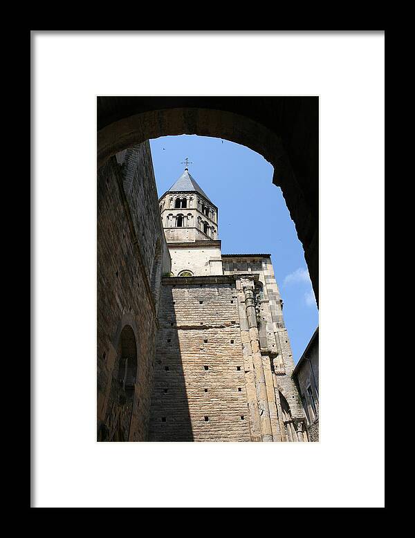 Cloister Framed Print featuring the photograph Cloister Cluny Church Steeple by Christiane Schulze Art And Photography