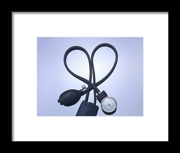 Diagnostic Medical Tool Framed Print featuring the photograph Close Up Of Blood Pressure Gauge by Andrew Brookes
