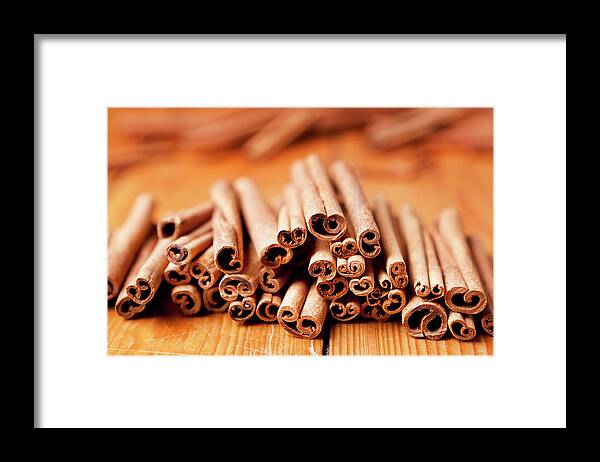 Spice Framed Print featuring the photograph Close Up Of Sticks Of Cinnamon by Nils Hendrik Mueller