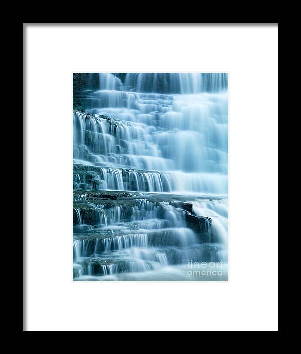 Waterfall Framed Print featuring the photograph Closeup of beautiful cascade waterfall by Maxim Images Exquisite Prints