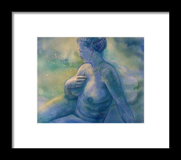 Nude Framed Print featuring the pastel Cloud Goddess by Marian Berg