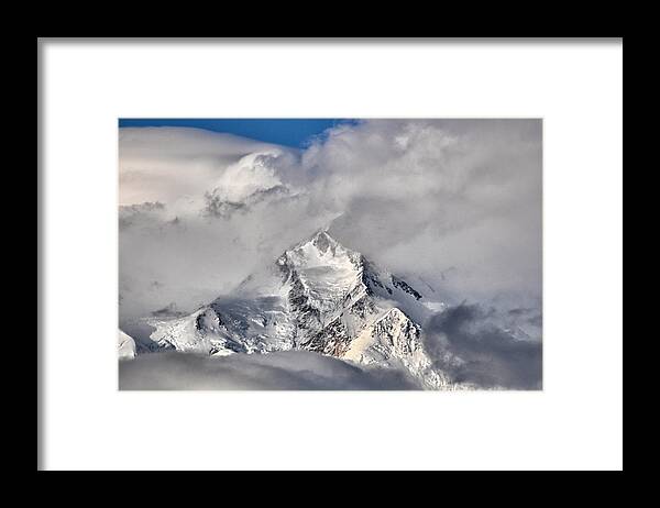 Denali Framed Print featuring the photograph Cloud-Shrouded Denali - Denali National Park - Alaska by Bruce Friedman