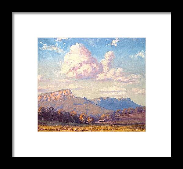 Rural Framed Print featuring the painting Clouds over Megalong by Graham Gercken