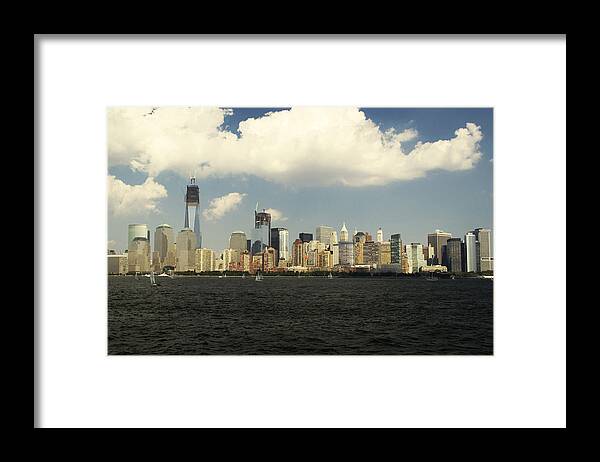 New York Framed Print featuring the photograph Clouds over New York Skyline by Jatin Thakkar