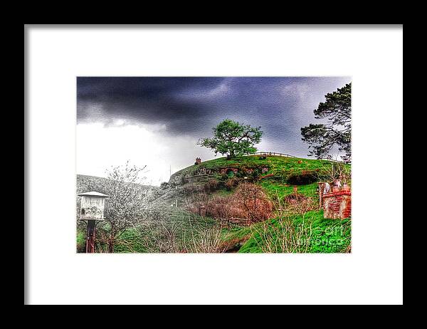 Hobbiton Framed Print featuring the photograph Cloudy Hobbiton by HELGE Art Gallery