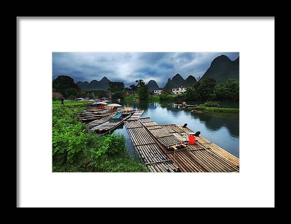 Guangxi Framed Print featuring the photograph Cloudy Village by Afrison Ma
