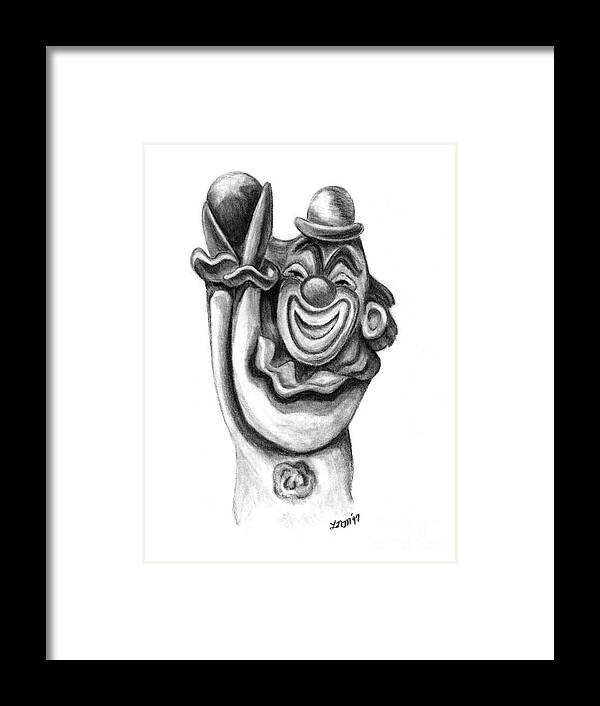 Charcoal Framed Print featuring the photograph Clown by Leara Nicole Morris-Clark