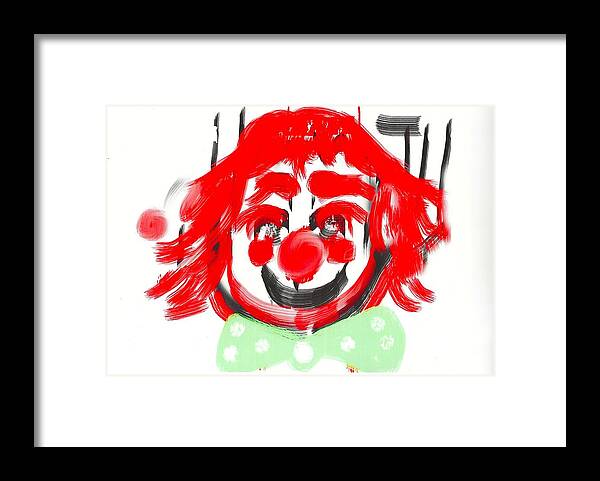 Ipad Experimental Framed Print featuring the painting Clown by Roger Cummiskey