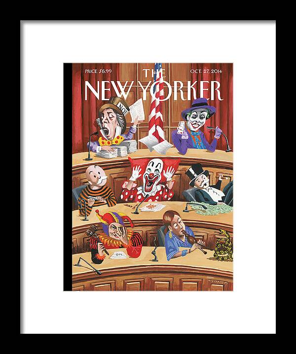 Politics Framed Print featuring the painting Fun and Games in Congress by Mark Ulriksen