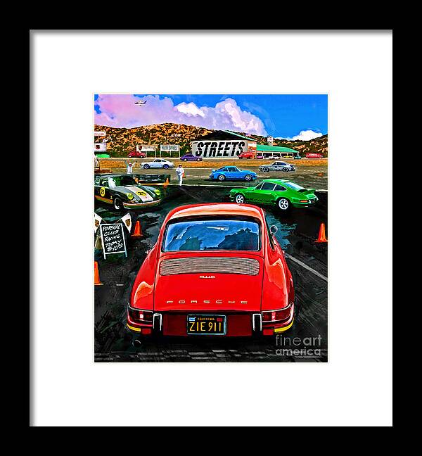 Porsche Framed Print featuring the mixed media Club Racing by Alan Greene