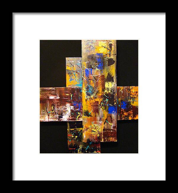 Abstract Framed Print featuring the painting Cluster Fuck by Stephen P ODonnell Sr