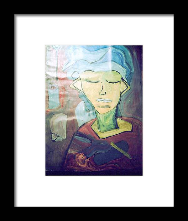 Blue Framed Print featuring the painting Cluttered Mind by Shea Holliman