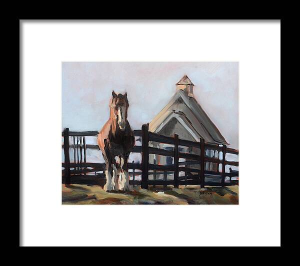 Virginia Framed Print featuring the painting Clydesdale at Hermitage Hill Farm and Stables by Donna Tuten