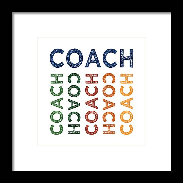Coach Framed Print featuring the digital art Coach Cute Colorful by Flo Karp