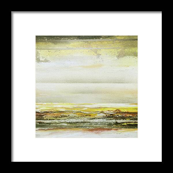 Mixed Media Framed Print featuring the mixed media Coast Rhythms and textures Yellow and sepia 1 by Mike  Bell