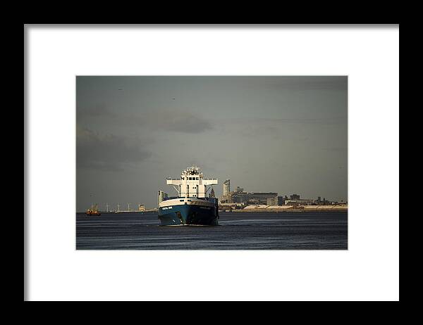 Cargo Ship Framed Print featuring the photograph Coastal Deniz by Spikey Mouse Photography