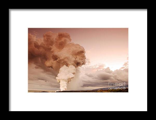 Kilauea Volcano Framed Print featuring the photograph Coastal Steam Plume At Kilauea Volcano by Stephen & Donna O'Meara