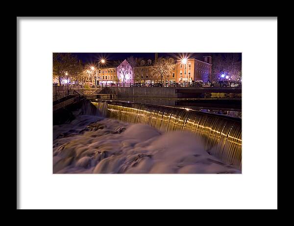Central Avenue Framed Print featuring the photograph Cocheco River Falls Dover NH by Jeff Sinon