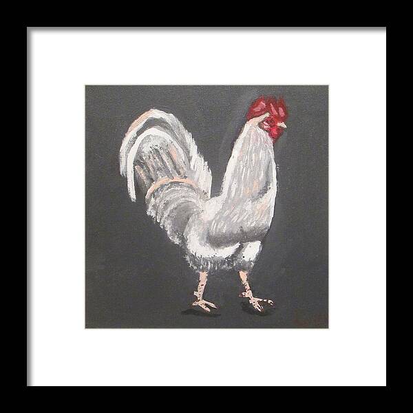 Rooster Framed Print featuring the painting Cock-a-doodle-doo by Jennylynd James