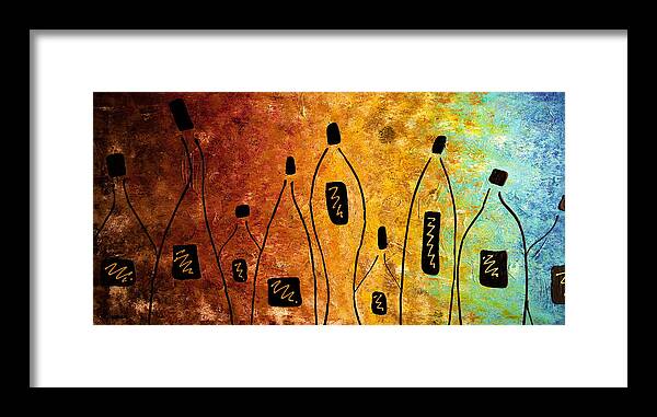 Wine Abstract Art Framed Print featuring the painting Cocktail Bar by Carmen Guedez