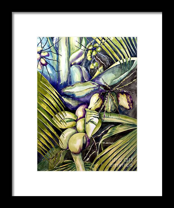 Coconuts Framed Print featuring the painting Coconuts by Kandyce Waltensperger
