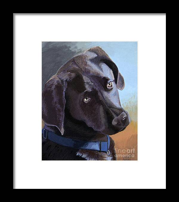Chocolate Labrador Retriever Puppy Framed Print featuring the painting Coco's Portrait by Margaret Sarah Pardy
