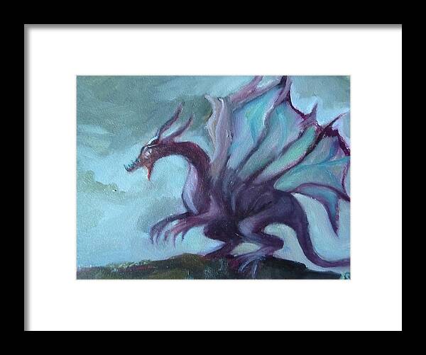 Purple Dragon Framed Print featuring the painting Cody the Dragon by Jessmyne Stephenson