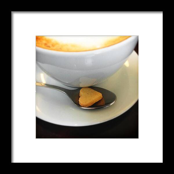 Heart Framed Print featuring the photograph Coffee and heart shaped cookie by Matthias Hauser