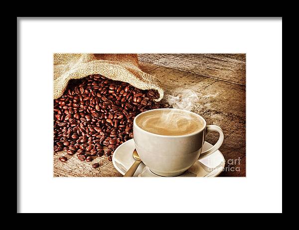 Coffee Framed Print featuring the photograph Coffee and Sack of Coffee Beans by Colin and Linda McKie