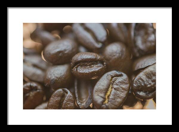 Coffee Beans Framed Print featuring the photograph Coffee Bean Macro by David Haskett II
