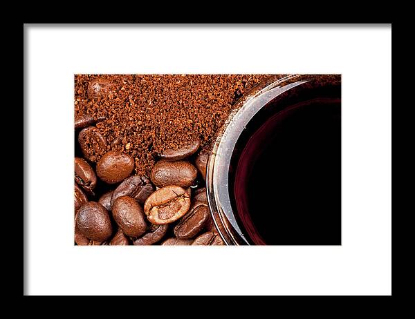 North Rhine Westphalia Framed Print featuring the photograph Coffee Beans And Powder by Georg Hanf