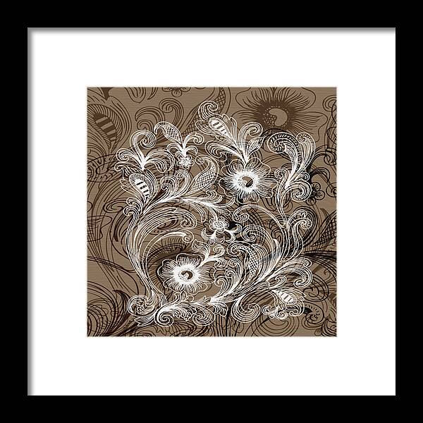 Flowers Framed Print featuring the digital art Coffee Flowers 6 by Angelina Tamez