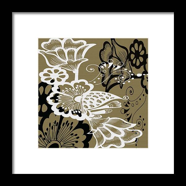 Flowers Framed Print featuring the digital art Coffee Flowers 9 Olive by Angelina Tamez