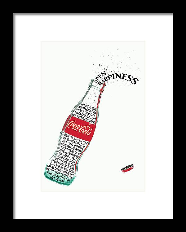 Coke Framed Print featuring the photograph Coke Open Happiness by Adam Barksdale