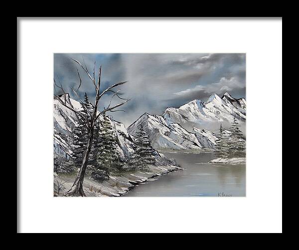 Snow Covered Mountains Framed Print featuring the painting Cold Day by Kevin Brown