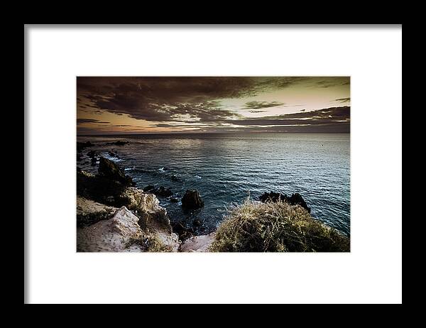  Fine Art Print For Sale Framed Print featuring the photograph Cold evening on the ocean by Sviatlana Kandybovich