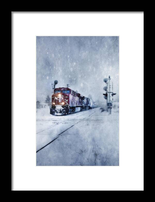 Train Framed Print featuring the photograph Cold Nights On The Midnight Train Color by Theresa Tahara